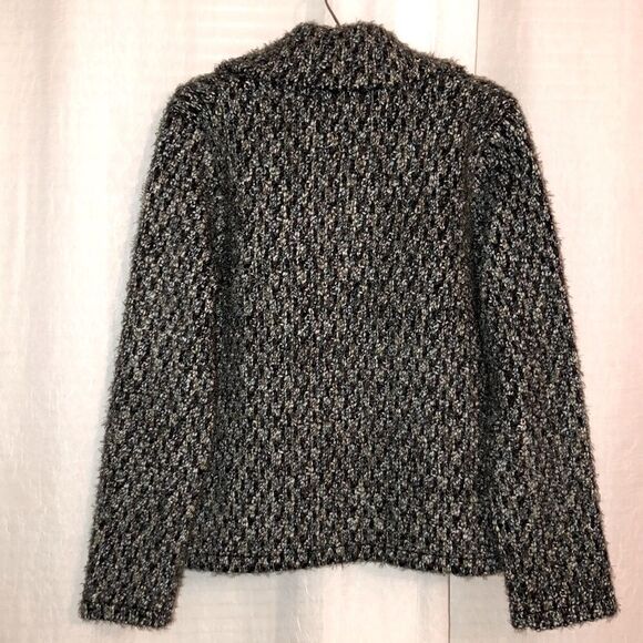 Tweeds M Wool Blend Olive Green Teal Gray White Boucle Chunky Knit Cardigan - Picture 4 of 15